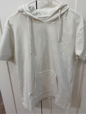 Kids Cream Hooded Short-Sleeve Top - New York 1624
